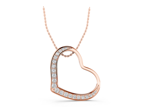 Rose gold Pavé Round Diamond Open Heart Pendant