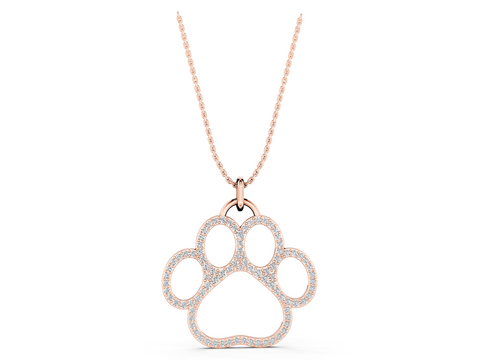 Rose gold Pavé Round Diamond Paw Pendant
