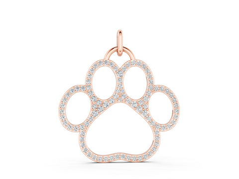 Rose gold Pavé Round Diamond Paw Pendant