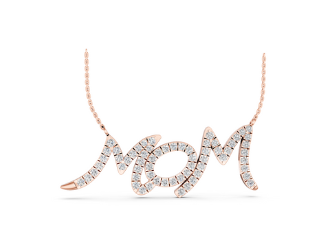 Rose gold Pavé Round Diamond Script Pendant with Prong Setting
