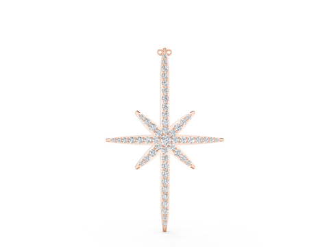 Rose gold Pavé Round Diamond Starburst Pendant with Prong Setting
