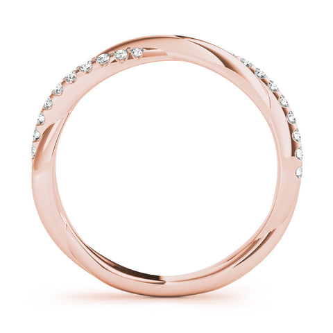 Rose gold Pavé Round Diamond Twist Band with Shared Prong Setting