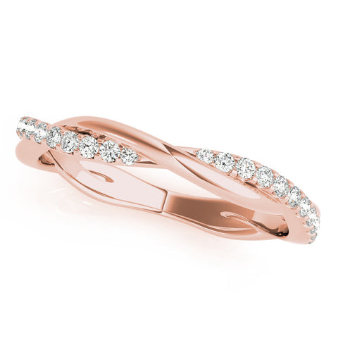 Rose gold Pavé Round Diamond Twist Band with Shared Prong Setting