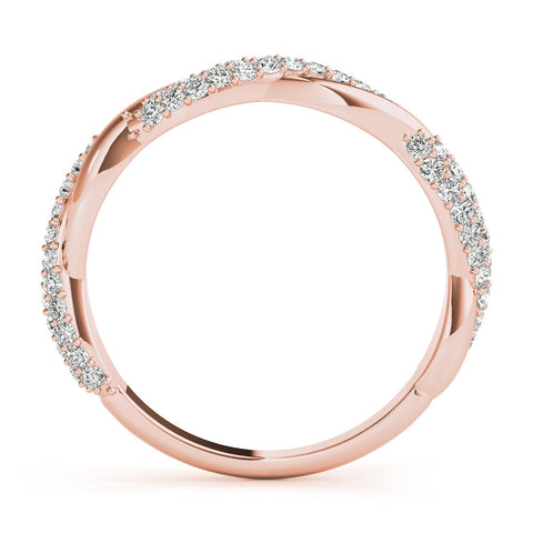 Rose gold Pavé Round Diamond Twist Eternity Band with Prong Setting