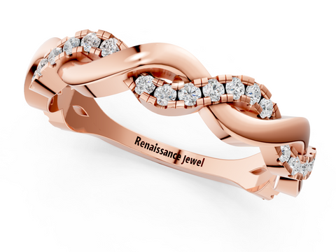 Rose gold Pavé Round Diamond Twist Eternity Band with Shared Prong Setting