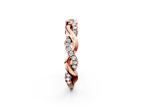 Rose gold Pavé Round Diamond Twist Eternity Band with Shared Prong Setting