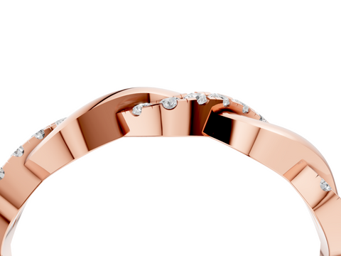Rose gold Pavé Round Diamond Twist Eternity Band with Shared Prong Setting
