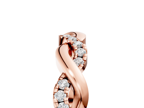 Rose gold Pavé Round Diamond Twist Eternity Band with Shared Prong Setting