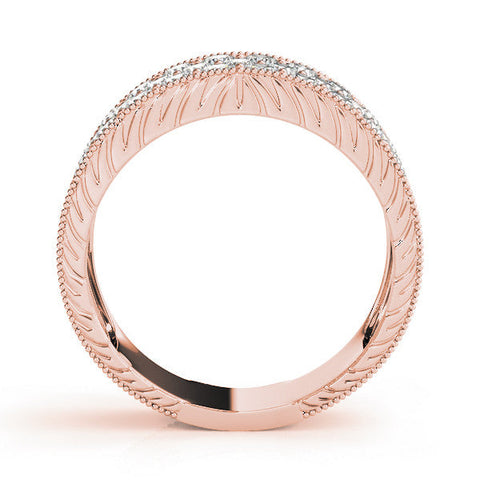 Rose gold Pavé Round Diamond Wide Band with Milgrain Edge