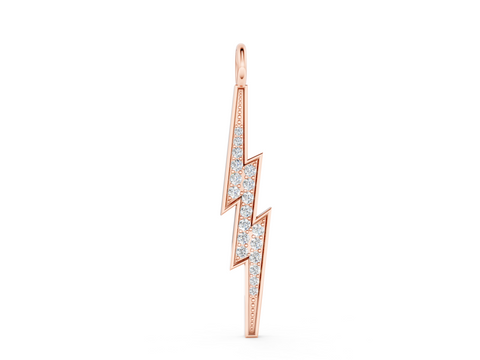 Rose gold Pavé Set Lightning Bolt Pendant with Round Cut Stones