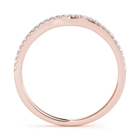 Rose gold Pavé Set Round Diamond Curved Band with Shared Prong Setting