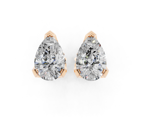 Rose gold Pear Brilliant Diamond Stud Earrings