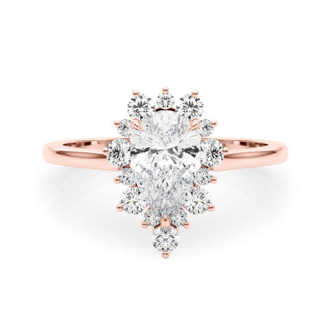 Rose gold Pear-Cut Diamond Halo Solitaire Ring with Round Brilliant Halo and Prong Setting