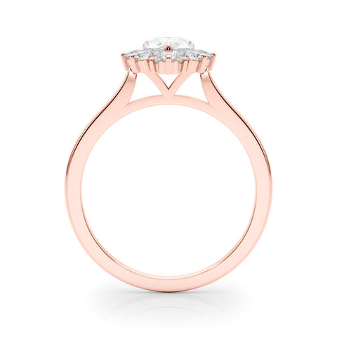 Rose gold Pear-Cut Diamond Halo Solitaire Ring with Round Brilliant Halo and Prong Setting