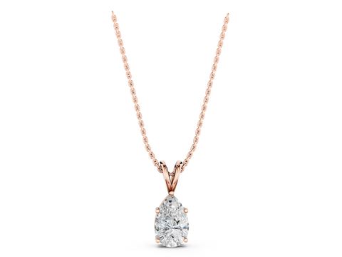 Rose gold Pear Cut Solitaire Pendant with Three-Prong Setting