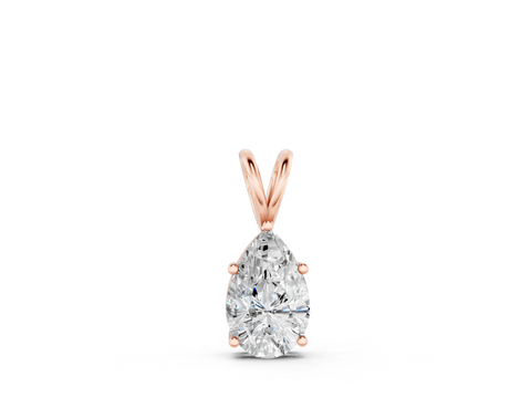 Rose gold Pear Cut Solitaire Pendant with Three-Prong Setting