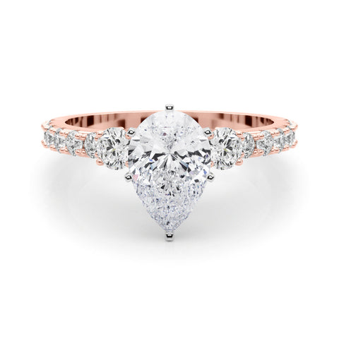 Rose gold Pear Solitaire Twist Band with Pavé Setting and Four-Prong Setting