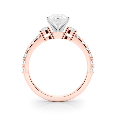 Rose gold Pear Solitaire Twist Band with Pavé Setting and Four-Prong Setting