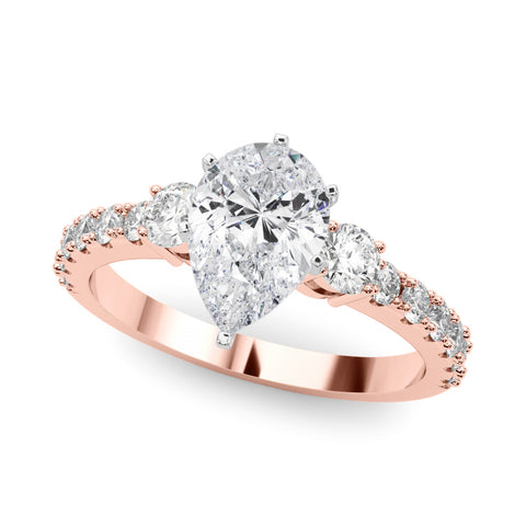 Rose gold Pear Solitaire Twist Band with Pavé Setting and Four-Prong Setting