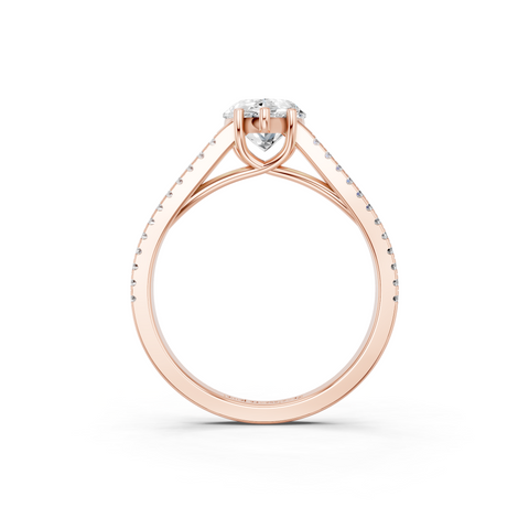 Rose gold Pear Solitaire Split Shank Pavé Diamond Engagement Ring
