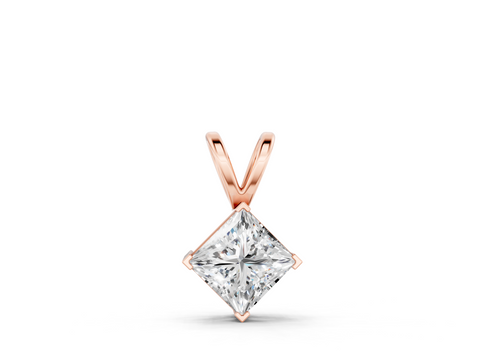 Rose gold Princess Cut Bezel Set Pendant