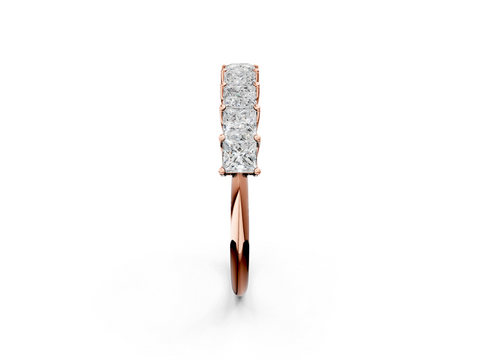 Rose gold Princess Cut Diamond Channel Set Eternity Band with Prong Setting