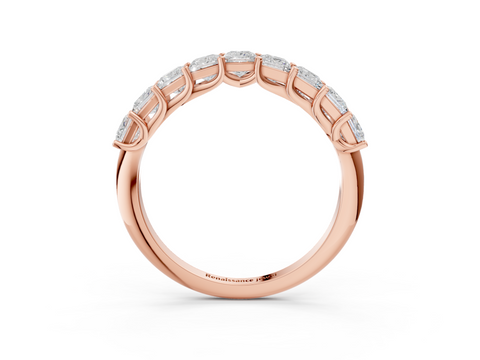Rose gold Princess Cut Diamond Channel Set Eternity Band with Prong Setting