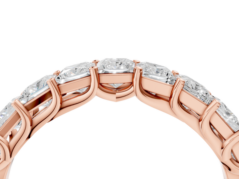 Rose gold Princess Cut Diamond Channel Set Eternity Band with Prong Setting