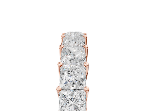 Rose gold Princess Cut Diamond Channel Set Eternity Band with Prong Setting