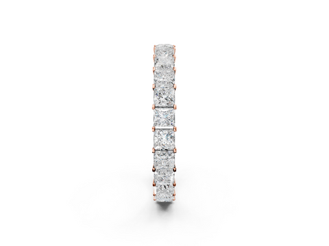 Rose gold Princess Cut Diamond Eternity Band with Channel Setting and Shared Prong