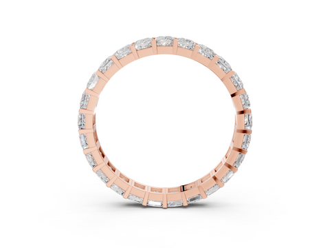 Rose gold Princess Cut Diamond Eternity Band with Channel Setting and Shared Prong