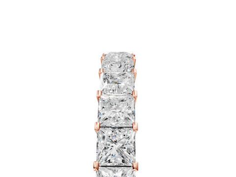 Rose gold Princess Cut Diamond Eternity Band with Channel Setting and Shared Prong