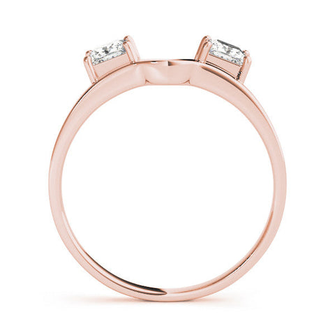 Rose gold Princess-Cut Dual Stone Open Band with Four-Prong Setting