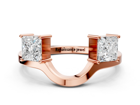 Rose gold Princess-Cut Dual Stone Open Band with Four-Prong Setting
