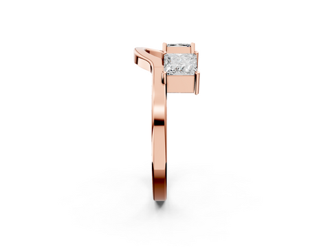 Rose gold Princess-Cut Dual Stone Open Band with Four-Prong Setting