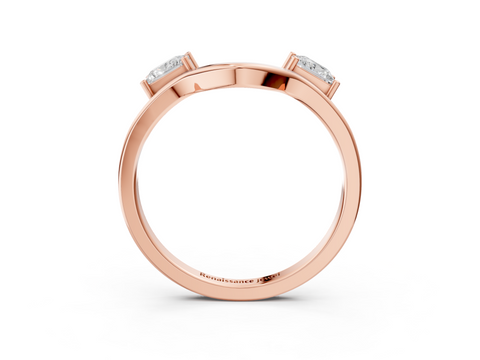 Rose gold Princess-Cut Dual Stone Open Band with Four-Prong Setting