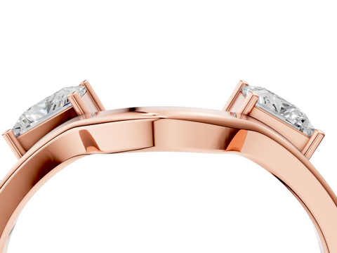Rose gold Princess-Cut Dual Stone Open Band with Four-Prong Setting