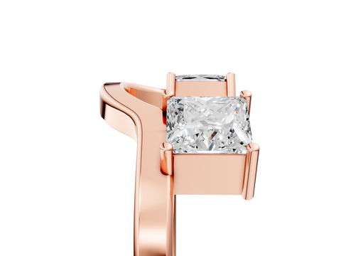 Rose gold Princess-Cut Dual Stone Open Band with Four-Prong Setting