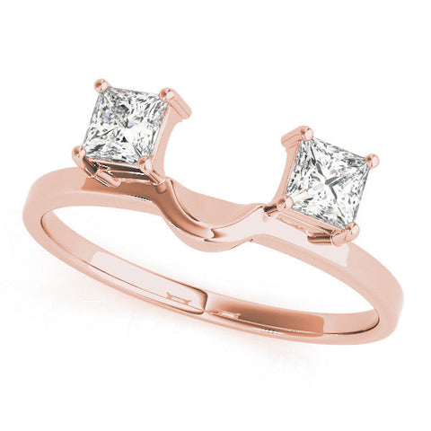 Rose gold Princess-Cut Dual Stone Open Band with Four-Prong Setting