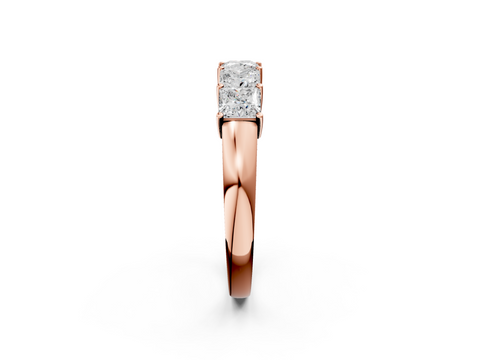 Rose gold Princess Cut Five-Stone Diamond White Gold Band with Prong Setting