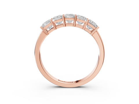 Rose gold Princess Cut Five-Stone Diamond White Gold Band with Prong Setting