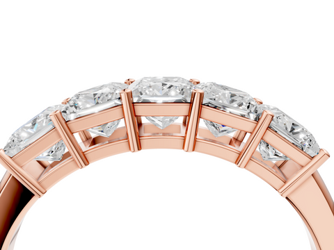 Rose gold Princess Cut Five-Stone Diamond White Gold Band with Prong Setting