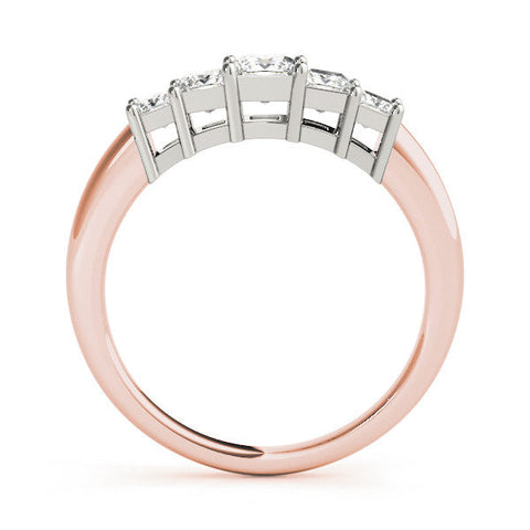 Rose gold Princess Cut Five-Stone Prong Set Diamond Band