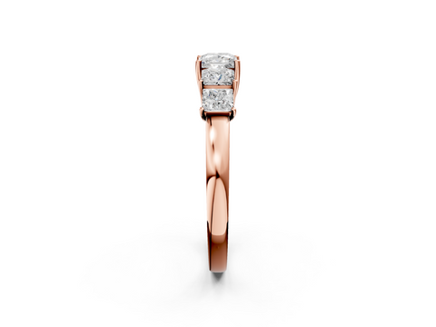 Rose gold Princess Cut Five-Stone Prong Set White Gold Band
