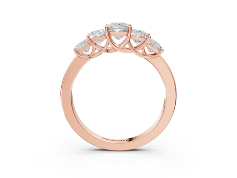 Rose gold Princess Cut Five-Stone Prong Set White Gold Band