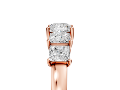 Rose gold Princess Cut Five-Stone Prong Set White Gold Band