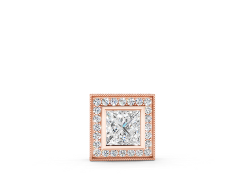 Rose gold Princess Cut Halo Bezel Pendant