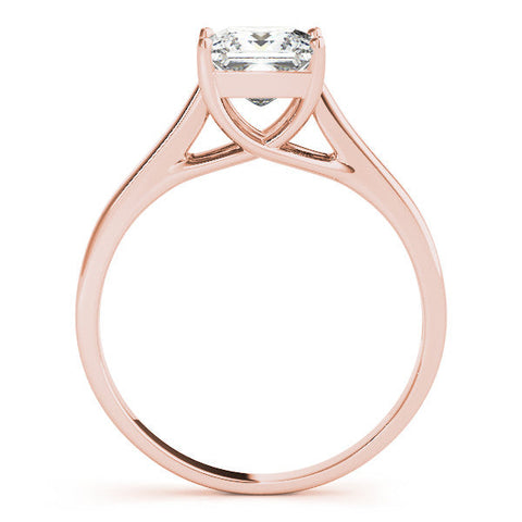 Rose gold Princess Cut Solitaire Engagement Ring with Tapered Band and Four-Prong Setting