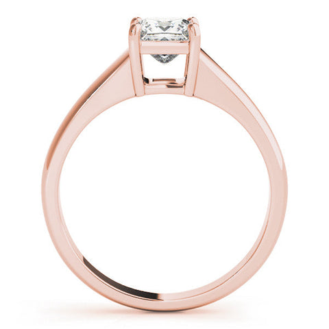 Rose gold Princess Cut Solitaire Ring with Split Shank and Four-Prong Setting