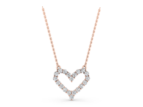 Rose gold Prong-Set Round Diamond Heart Pendant